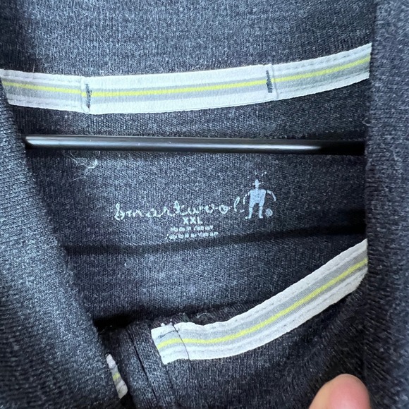 Men's Smartwool Merino Wool 1/4 Zip Long‎ Sleeve Striped Gray Pullover Shirt XXL - Picture 9 of 11